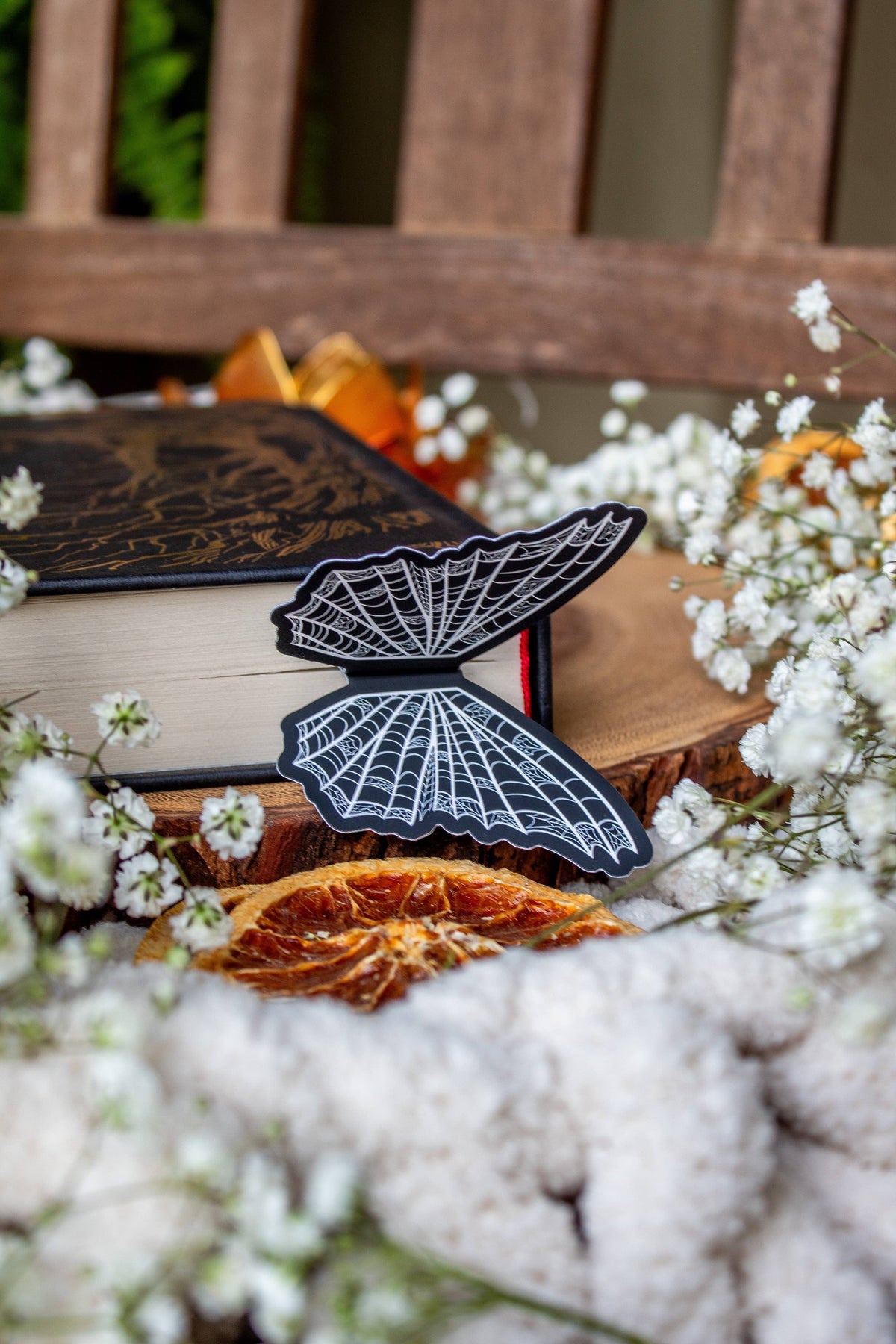 3D Spooky Spiderweb Butterfly Wings Die-Cut Bookmark