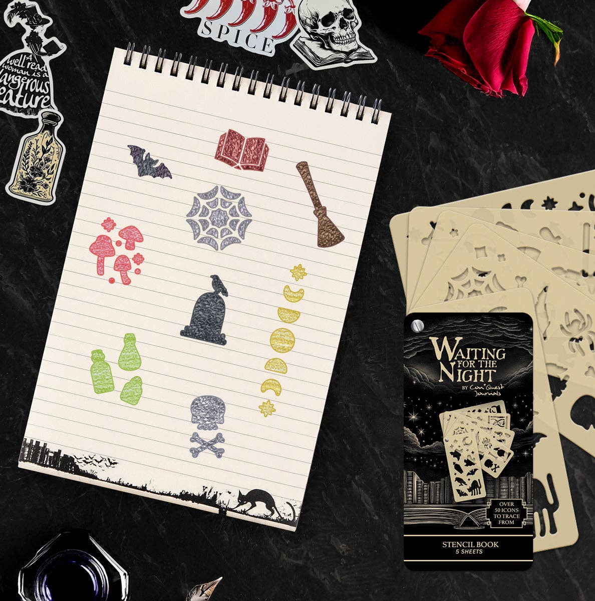 Waiting for the Night Stencil Book (5-Page) (Original Artwork)