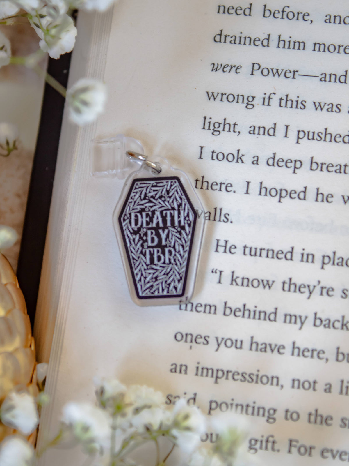 Death By TBR Acrylic USB-C Dust Plug Kindle Charm