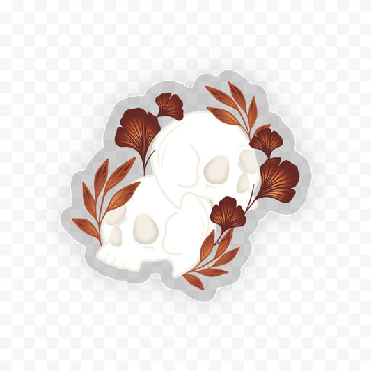 Fire Florals and Skulls Waterproof Vinyl Sticker | Hades