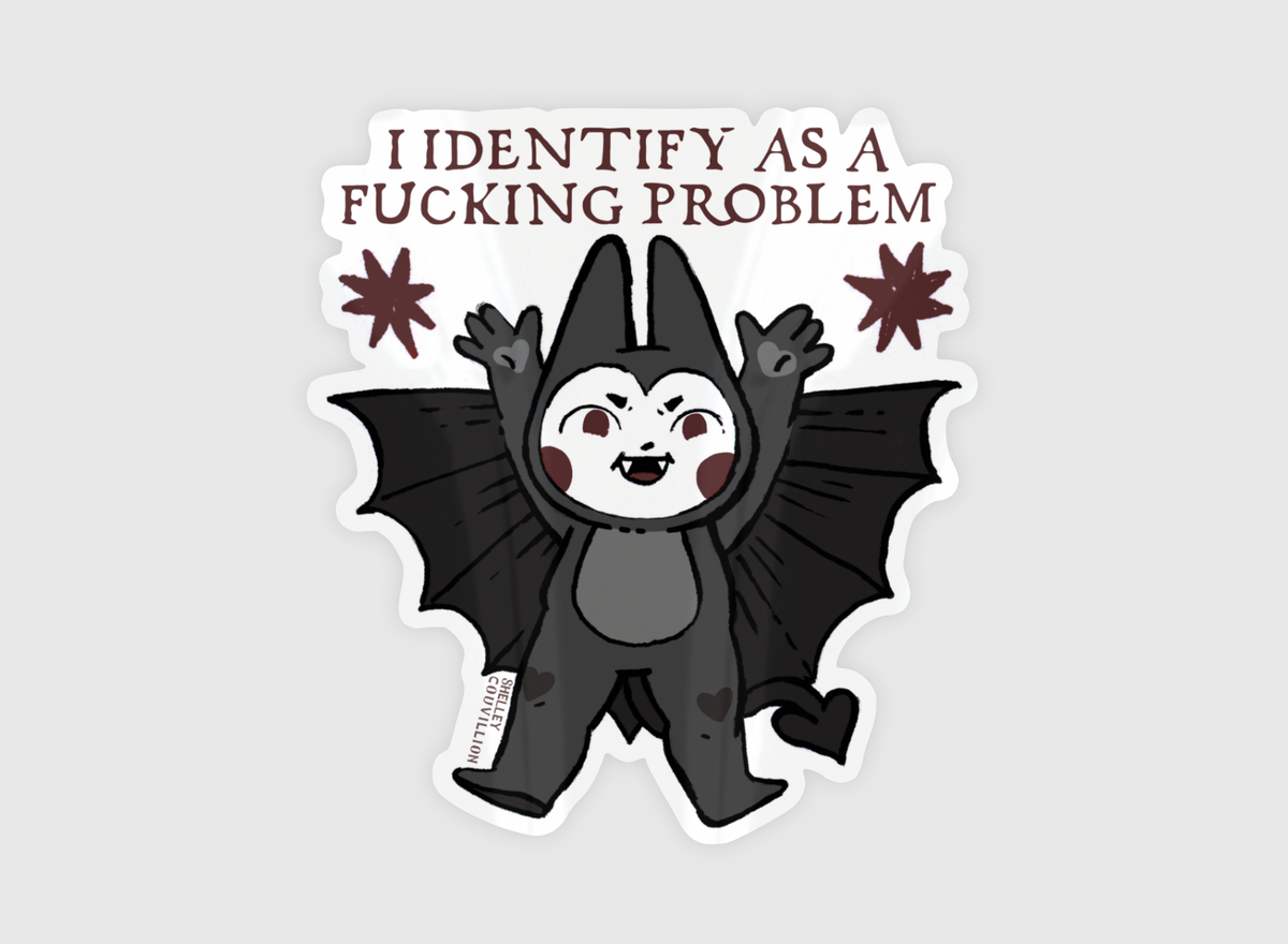 Goth Cute Bat Sticker | Funny Chaotic Kewpie Art