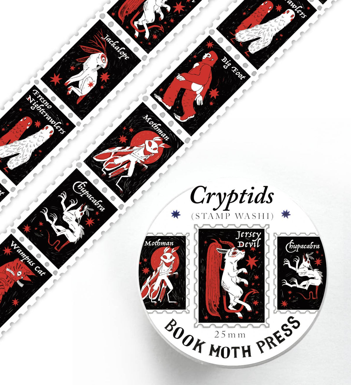 Cryptids Stamp Washi Tape / Dark Academia / bookish