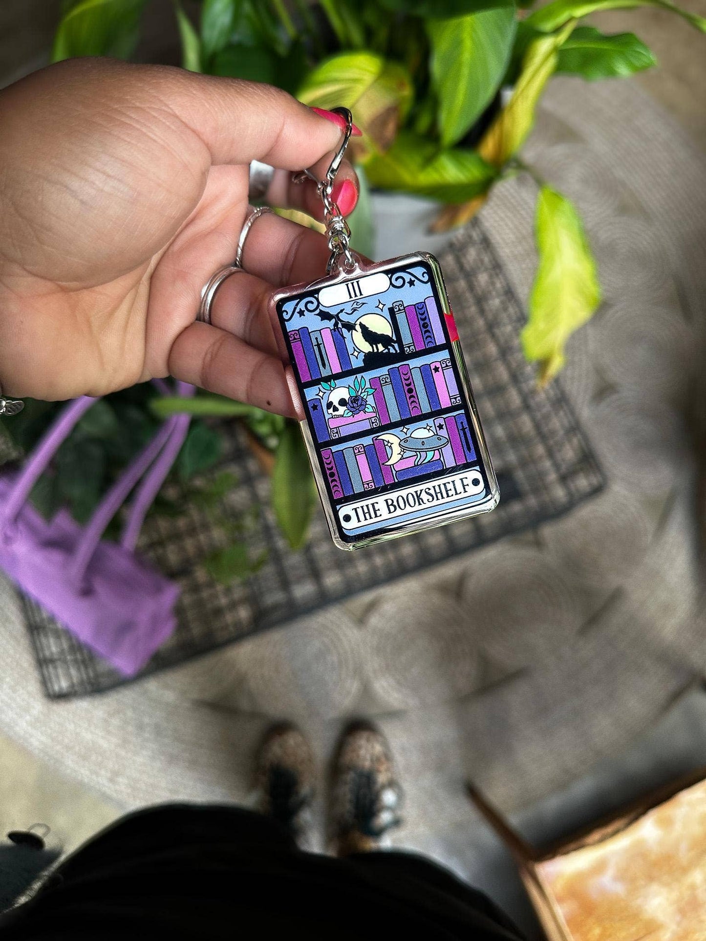The Bookshelf Tarot Card Acrylic Bag Charm