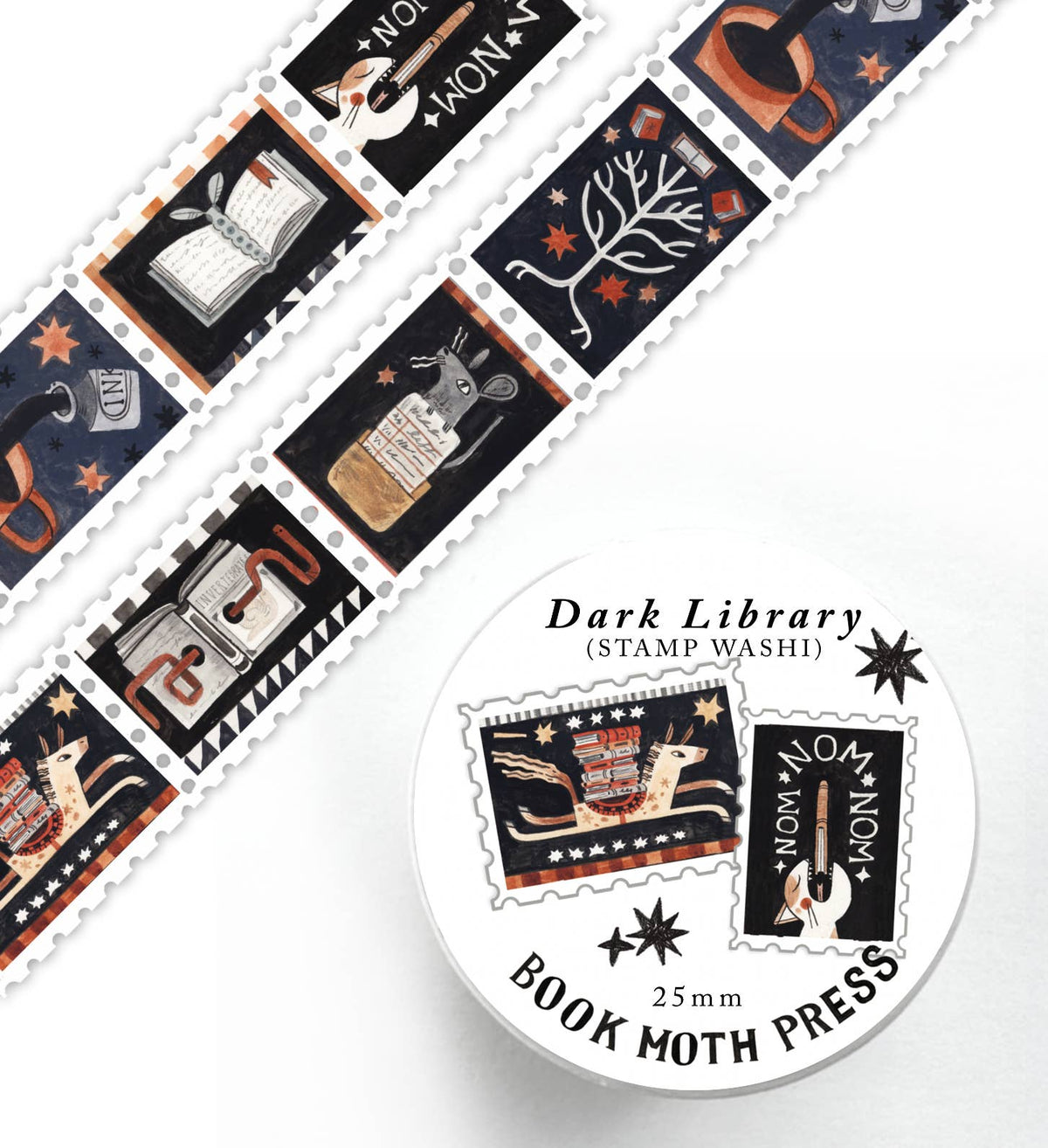 Dark Library Stamp Washi Tape