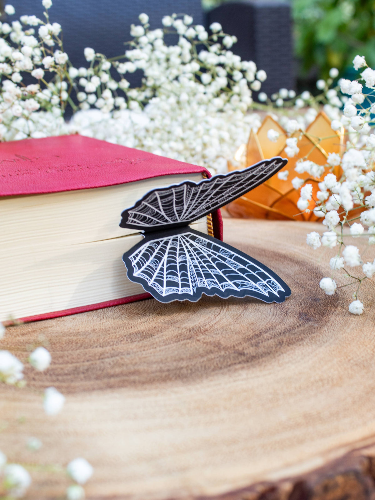 3D Spooky Spiderweb Butterfly Wings Die-Cut Bookmark