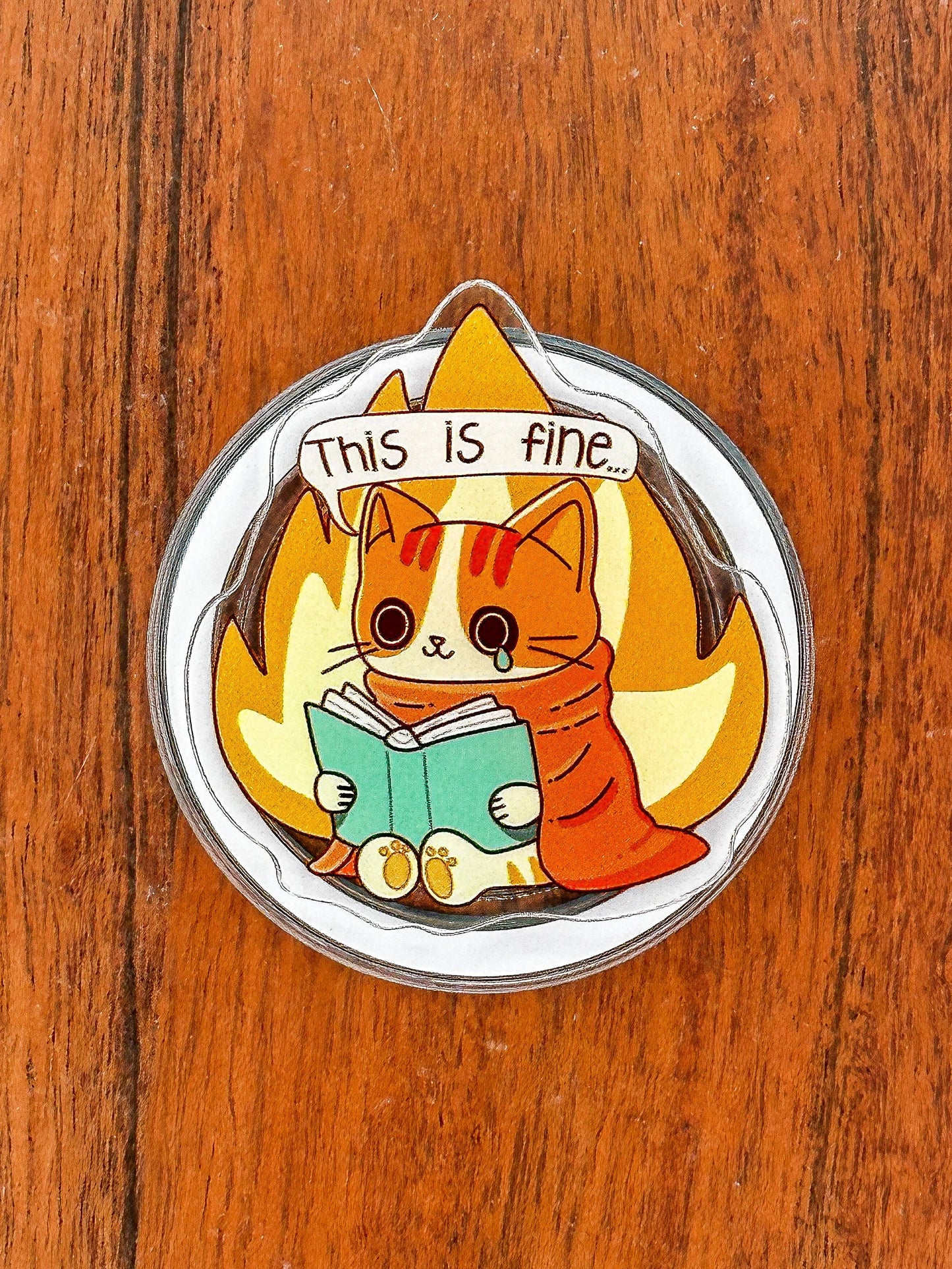 “This Is Fine” Reading Cat MagSafe Grip
