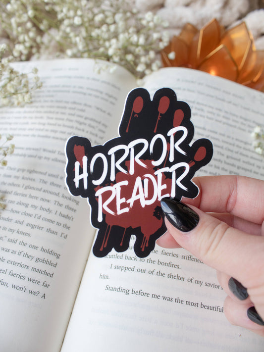 Horror Reader Hand Print Vinyl Sticker