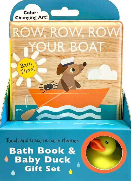 Touch and Trace Nursery Rhymes: Row, Row, Row Your Boat Bath Book & Baby Duck Gift Set cover image