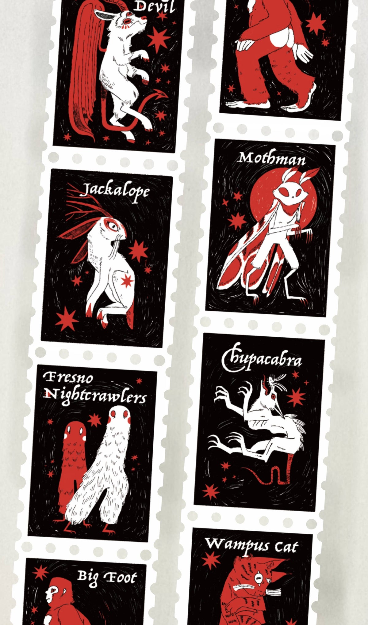 Cryptids Stamp Washi Tape / Dark Academia / bookish