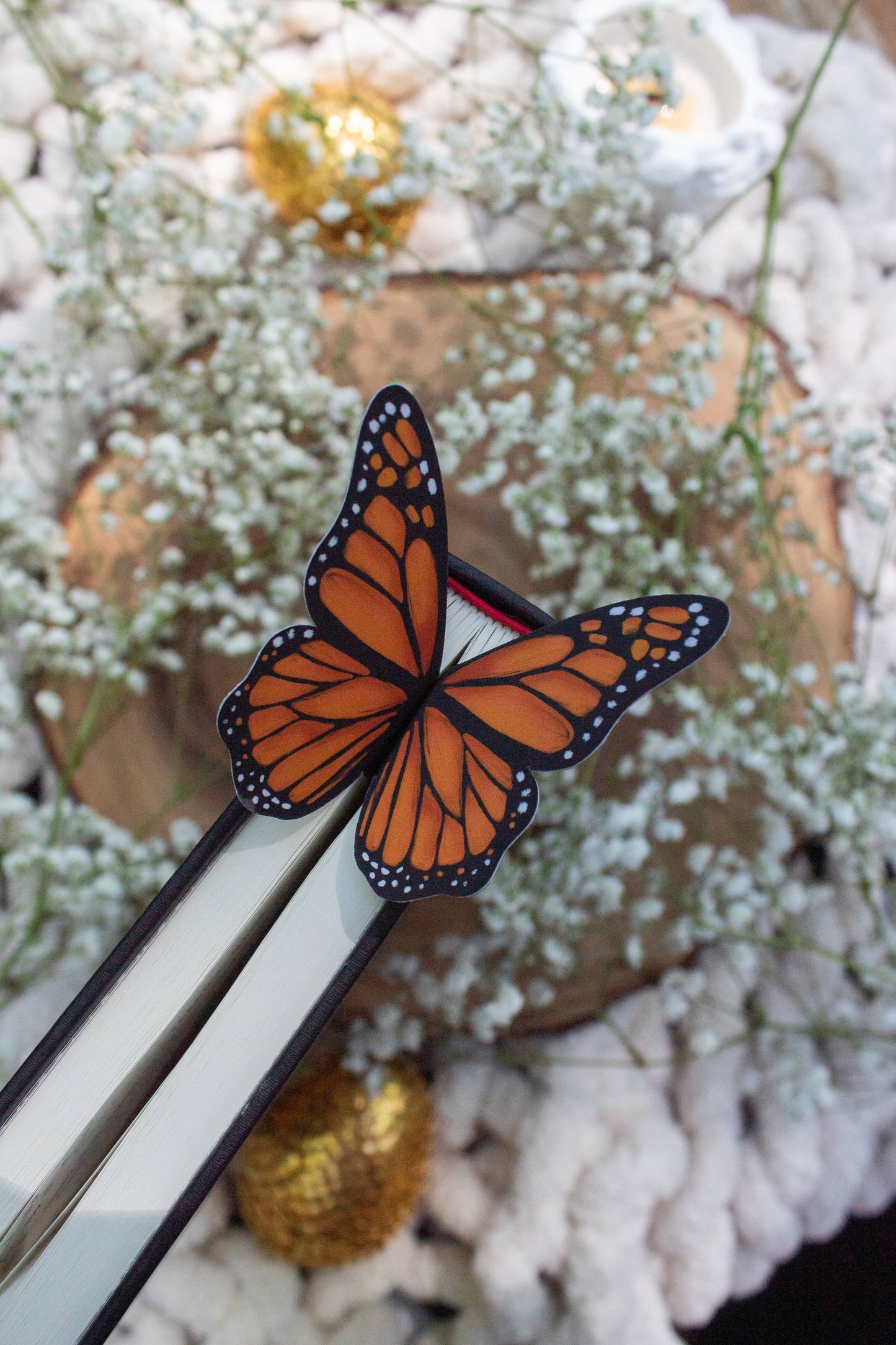 3D Monarch Butterfly Wings Die-Cut Bookmark