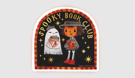 Spooky Book Club Sticker - spooky cute art 