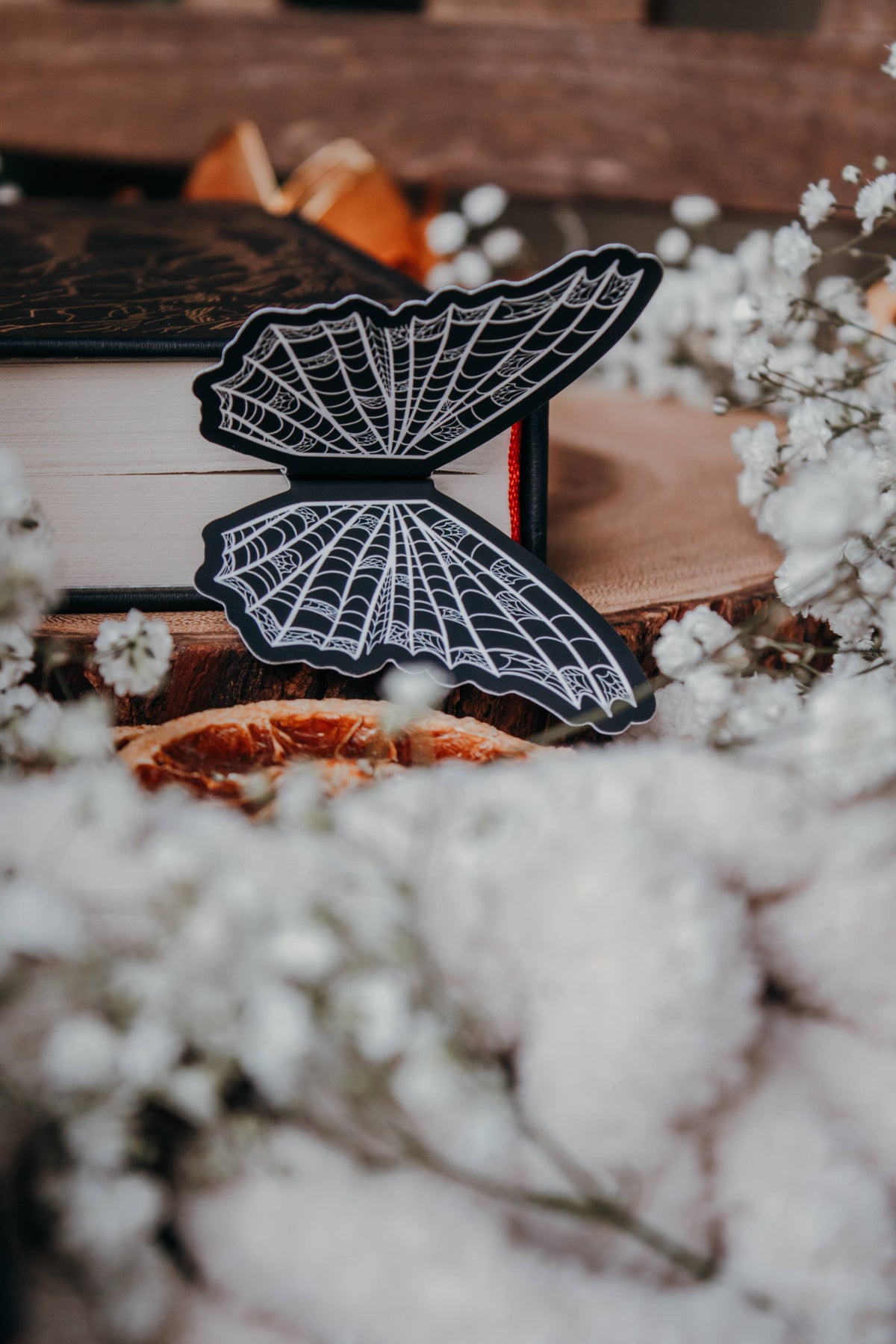 3D Spooky Spiderweb Butterfly Wings Die-Cut Bookmark