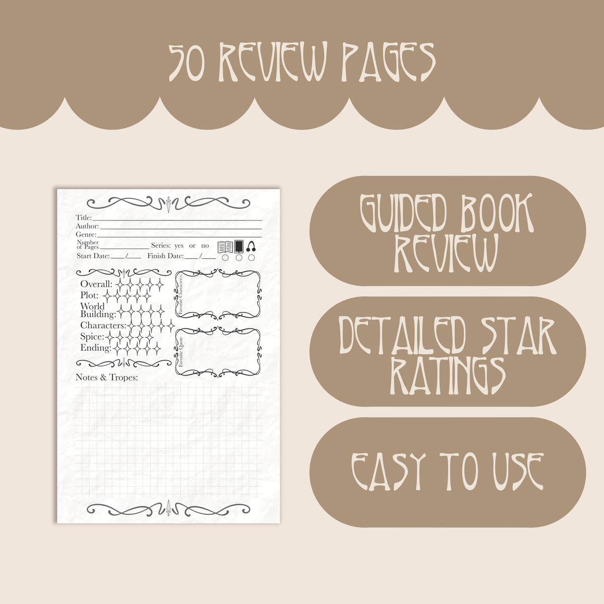 6"x9" Reading Journal with 50 Review Pages | Book Dragons